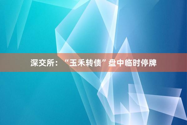 深交所：“玉禾转债”盘中临时停牌