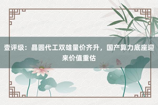 壹评级：晶圆代工双雄量价齐升，国产算力底座迎来价值重估