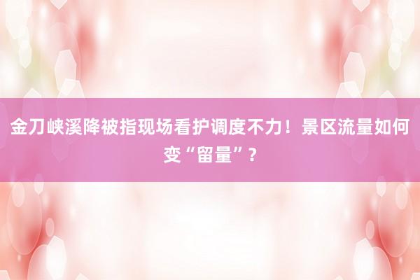金刀峡溪降被指现场看护调度不力！景区流量如何变“留量”？