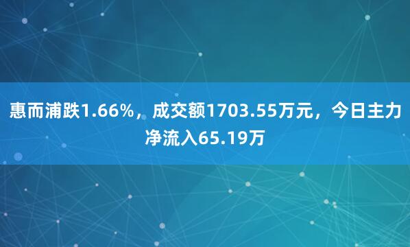 惠而浦跌1.66%，成交额1703.55万元，今日主力净流入65.19万