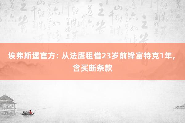 埃弗斯堡官方: 从法鹰租借23岁前锋富特克1年, 含买断条款
