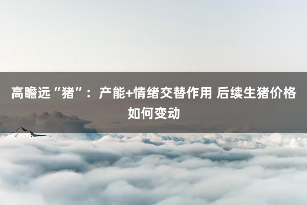 高瞻远“猪”：产能+情绪交替作用 后续生猪价格如何变动