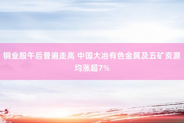 铜业股午后普遍走高 中国大冶有色金属及五矿资源均涨超7%
