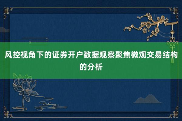 风控视角下的证券开户数据观察聚焦微观交易结构的分析
