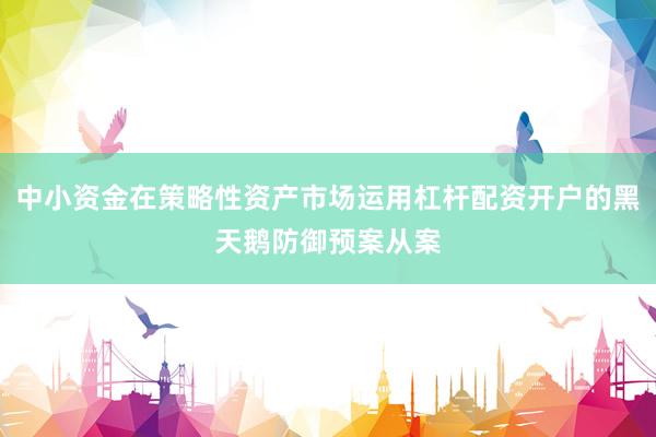 中小资金在策略性资产市场运用杠杆配资开户的黑天鹅防御预案从案
