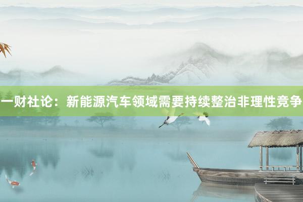 一财社论：新能源汽车领域需要持续整治非理性竞争