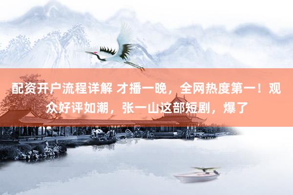 配资开户流程详解 才播一晚，全网热度第一！观众好评如潮，张一山这部短剧，爆了