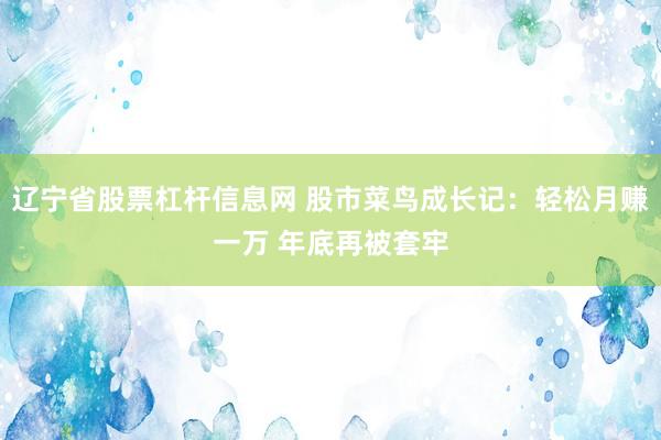 辽宁省股票杠杆信息网 股市菜鸟成长记：轻松月赚一万 年底再被套牢
