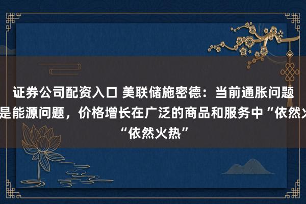 证券公司配资入口 美联储施密德：当前通胀问题不仅是能源问题，价格增长在广泛的商品和服务中“依然火热”