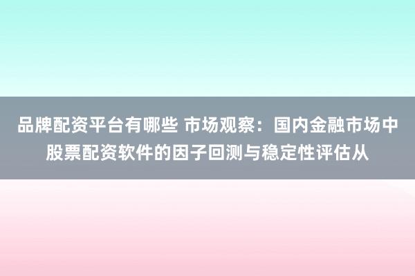 品牌配资平台有哪些 市场观察：国内金融市场中股票配资软件的因子回测与稳定性评估从